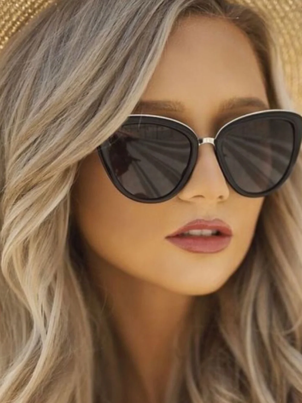 MVMT Marquee 001 Black Silver Oversized Cat Eye Sunglasses